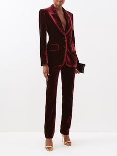 Burgundy Velvet suit trousers | Tom Ford | MATCHESFASHION US Burgundy Suits, Bridesmaid Suits, Tom Ford Designer, Burgundy Suit, Velvet Suit, Suit Pant, Suit Trousers, Fashionista Clothes, Womens Toms