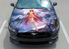 the hood of a car with an image of a woman on it