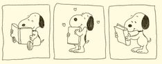 three cartoon pictures of dogs reading books and one is holding a book in his hand