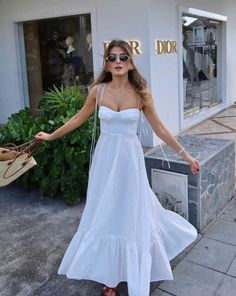 Get ready to turn heads in the Romina Dress! This stunning beach style dress boasts a feminine silhouette with white sling sleeves and a backless design. The lace-up decoration adds a touch of playful charm. Perfect for soaking up the sun in style. Feminine Silhouette, Backless Design, Summer Maxi Dress, Dress Summer, Beach Style, Style Dress, In Style, The Sun, White Dress