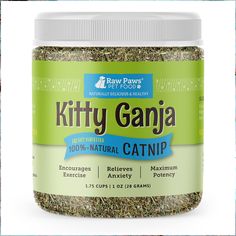 Raw Paws Pet Natural Catnip for Cats, 1-oz Premium Catnip - Loose Catnip Leaf - Potent Catnip Refill for Mice, Fish, Banana & Catnip Treats, Catnip Plant, Plastic Jars, Healthy Pets, Loose Leaf, For Cats, Coconut Oil Jar