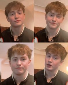 four pictures of a young man with different facial expressions