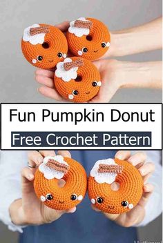 the pumpkin donut is made with free crochet pattern