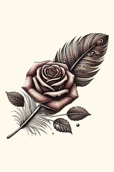 Thinking of a rose and feather tattoo? Uncover how it tells a story of strength and freedom. Click to find out if it’s the ink for you! Watercolor Rose Tattoos, Dream Catcher Tattoo Design, Lotus Tattoo Design