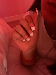 Nail ideas Nails Baddie Short, French Tips White Square, 2010s Nails, French Tips 2000s, French Tip Acrylic Nails 2000s, Basic Y2k Nails, Half Nail French Tip, 2000s French Tip Nails Long, 2000 French Tip Nails