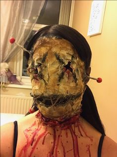 Voodoo Doll © Naomi A Austin 2017 #makeup #sfx #sfxmakeup #facepainting #voodoodoll #halloween #scary Scary Doll Costume, Voodoo Doll Makeup, Voodoo Makeup, Wound Makeup, 2017 Makeup