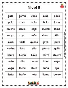 spanish worksheet with words and pictures