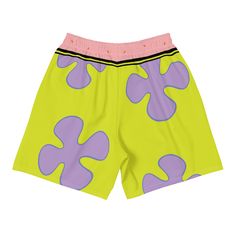 Made of: 91% recycled polyester, 9% spandex (fabric composition may vary by 3%) Four-way stretch moisture-wicking microfiber fabric Elastic waistband with a flat white drawstring Mesh side pockets Patrick Star Shorts, Buff Headwear, Star Shorts, Swimsuits Outfits, 90s Looks, Patrick Star, Workout Memes, Flat White, Baby Costumes