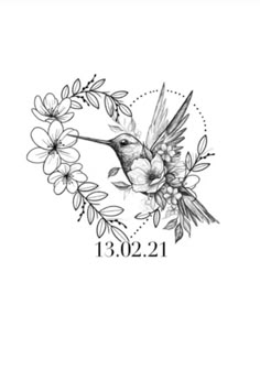 a stamp with a bird and flowers on it