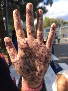 a person's hand with writing on it