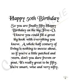 a birthday card with the words happy 50th