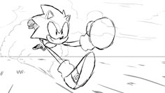 a drawing of a sonic the hedge running