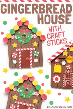 gingerbread house with craft sticks and candy canes