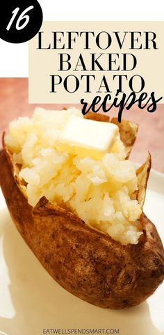 baked potato with butter Leftover Baked Potato Recipes, Leftover Potatoes Recipes, Leftover Baked Potato, Baked Potato Salad Recipe, Cheap Vegetarian Meals, Leftover Baked Potatoes, Real Food Dinner, Baked Potato Salad, Leftover Potatoes