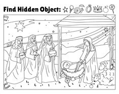 the birth of jesus is depicted in this coloring page for children's bibles