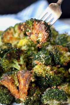 broccoli florets with parmesan toasted broccoli on top