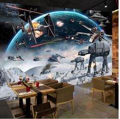 star wars wallpaper Star Wars Zimmer, Star Wars Mural, Peal And Stick Wallpaper, Star Wars Wall, Wall Painting Living Room, Hallway Wallpaper, Star Wars Room, Kids Room Murals, Stained Glass Window Film