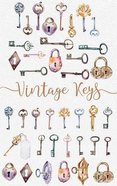 an image of vintage keys on a white background