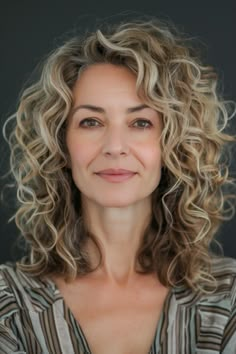 48+ Hairstyle Ideas for Women Over 50 Curly Hairstyles For Older Women, Beach Wave Perm, Hair Color Ideas For Brunettes Short, Perm Hairstyles, Grey Hairstyles, Long Curly Haircuts, Wave Perm, Permed Hair, Grey Curly Hair