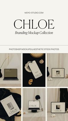 the branding mock - up collection includes photoshopped and aesthetic stock photos for your brand