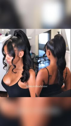 Aug 14, 2021 - This Pin was created by ✨Phonché✨ on Pinterest. Black Girl Ponytail Hairstyles - Ponytails for Black Women - Natural Hair , Straight Hair, Relaxed.. Girl Ponytail Hairstyles, Ponytails For Black Women, Natural Hair Straight, Prom Hairstyles Medium, Weave Ponytail Hairstyles, Up Dos For Prom, Updo Wedding