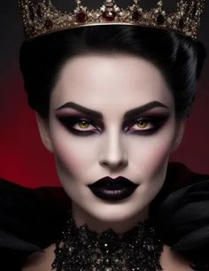 25 New Last-Minute Halloween Makeup Ideas For Women In 2023 Queen Makeup Halloween, Queen Halloween Makeup, Queen Black, Evil Queen Makeup Halloween, Evil Sorceress Makeup, Witch Eye Makeup Easy, Easy Witch Makeup Tutorials, Glamour Witch Makeup, Dark Princess Makeup