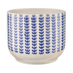 a bowl with blue and white designs on it