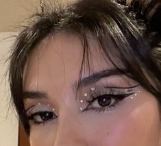 Ateez Concert, Eyes Eyeliner, 20 Makeup, Mekap Mata, Rhinestone Makeup, Rave Makeup, Barbie Makeup