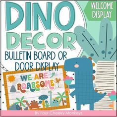 an image of a poster for a children's book called dino decor bulletin board or door display