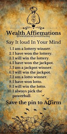 Prayer Money Jackpot Winner Affirmation, Lottery Affirmations, Manifesting Money Affirmations, Money Spells Magic, Money Prayer, Money Spells That Work, Good Luck Spells, Easy Spells