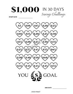 the $ 1, 000 in 30 days savings challenge is on sale for valentine's day