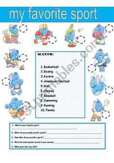 an activity sheet for children to practice their favorite sport