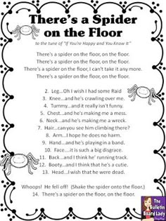 there's a spider on the floor poem for kids to use in their classroom