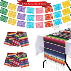 the table cloths and place mats are colorful