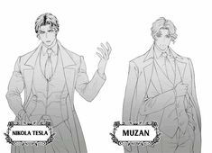 an anime character is wearing a suit and tie with the name mizan on it