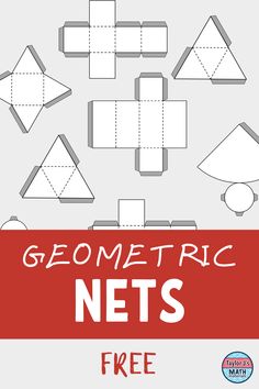 Looking for a fun way to calculate surface area or volume? Count faces, edges, vertices? These printable nets will have your students creating in no time! Great for your next geometry project!  #taylorjsmathmaterials #6thgrademath #7thgrademath #8thgrademath #mathmanipulatives #middleschoolmath #middleschoolmathactivities. #geometry #geometricnets 3d Shapes Lesson, 3d Shapes Nets, Net Drawing, Math Template, Geometry Projects, Shapes Lessons, Geometry Lessons, 3d Geometric Shapes, Geometry Activities