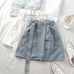 Fashion Women Summer Mini Belt Short Skirt Pockets High Waist Denim Skirt Short Jean Skirt, Vintage Denim Shorts, High Waisted Denim Skirt, Cheap Skirts, Skirt Pockets, Rock Outfit, Denim Skirt Women, Lined Jeans, Summer Jeans