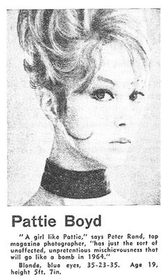 an advertisement for patti boyd from the late 1970's, with information about her hair