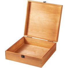 an open wooden box on a white background