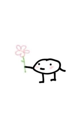 a drawing of a person holding a flower