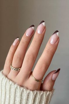 Fall Almond Nails, French Tip Nail Designs, Almond Shape Nails, Basic Nails, Fall Acrylic Nails, Almond Nails Designs