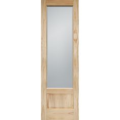 a wooden door with a mirror on the front and side paneled in light wood