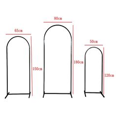 the measurements for an arched metal display stand