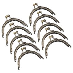 set of six antique style metal wall hooks