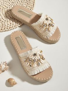 Macrame Slippers, Leg Game, Boho Picnic, Y2k Butterfly, Work Formal, Embellished Flats, Butterfly Blouse, Styles Summer, Shell Decor