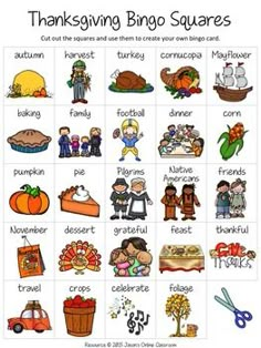 an image of thanksgiving binge squares with pictures on it and words in the middle