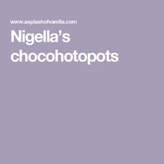 the words nigela's chocoholots are in white on a purple background