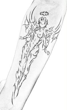 a drawing of an angel on the arm