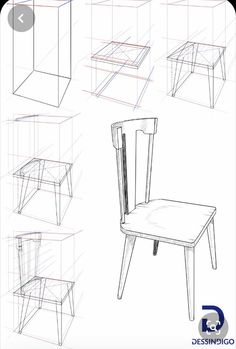 sketches of different chairs and tables