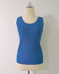 ad eBay - PLEATS PLEASE ISSEY MIYAKE Tank Top Blue Pleated Sleeveless Size 3 Made in Japan - Buy Now, click the link (eBay) Blue Fitted Vest Top, Blue Stretch Sleeveless Vest, Blue Stretch Vest For Spring, Blue Tank Vest For Spring, Blue Fitted Tank Vest, Fitted Blue Tank Vest, Blue Sleeveless Spring Vest, Fitted Blue Vest For Summer, Pleats Please